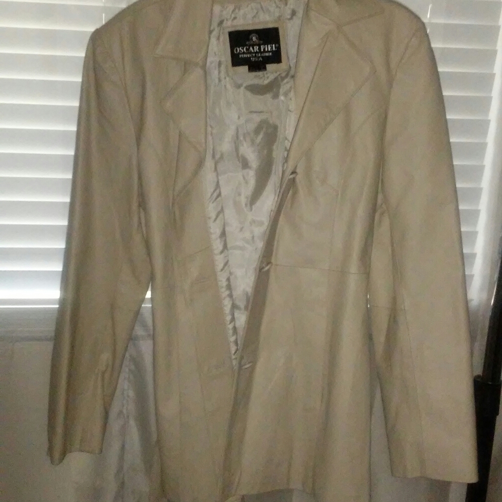 Cream Leather Jacket